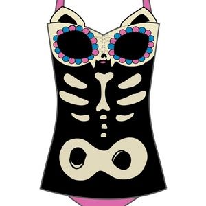 Too Fast Kitty Swimsuit Pinup Rockabilly Goth